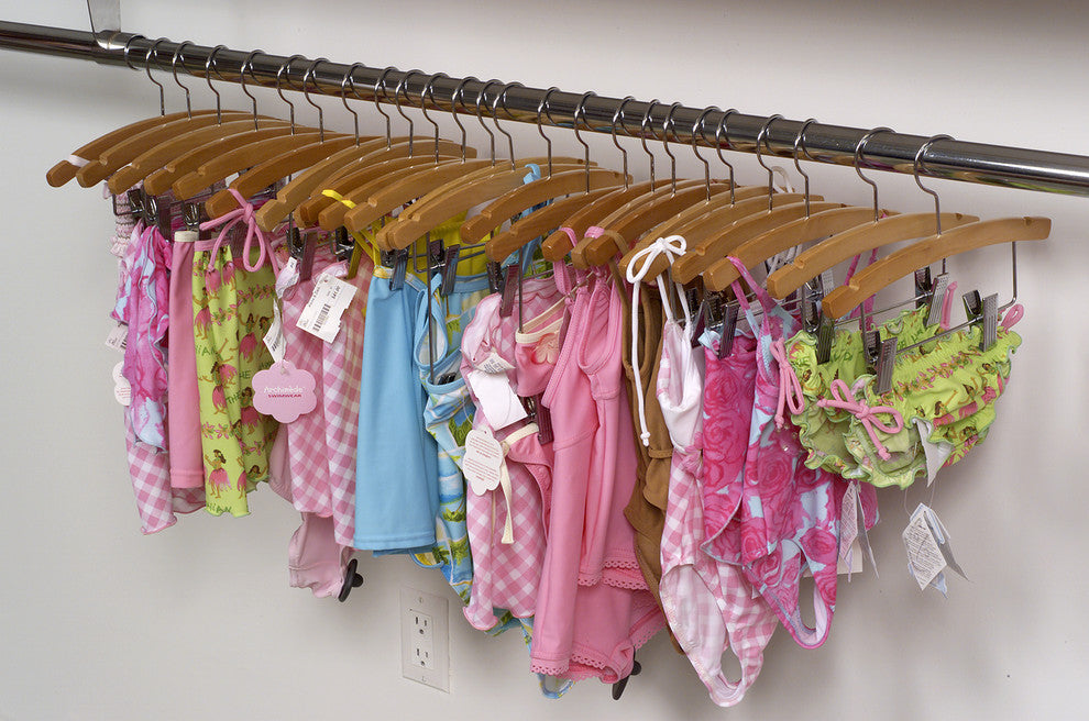 Wooden Kids Top Hanger, Natural/Chrome Finish, Box of 100