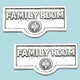 2 Switch Plate Tags FAMILY ROOM Name Signs Label Chrome Brass |
