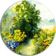 Watercolor Greenery, Landscape Round Metal Wall Art, 11"