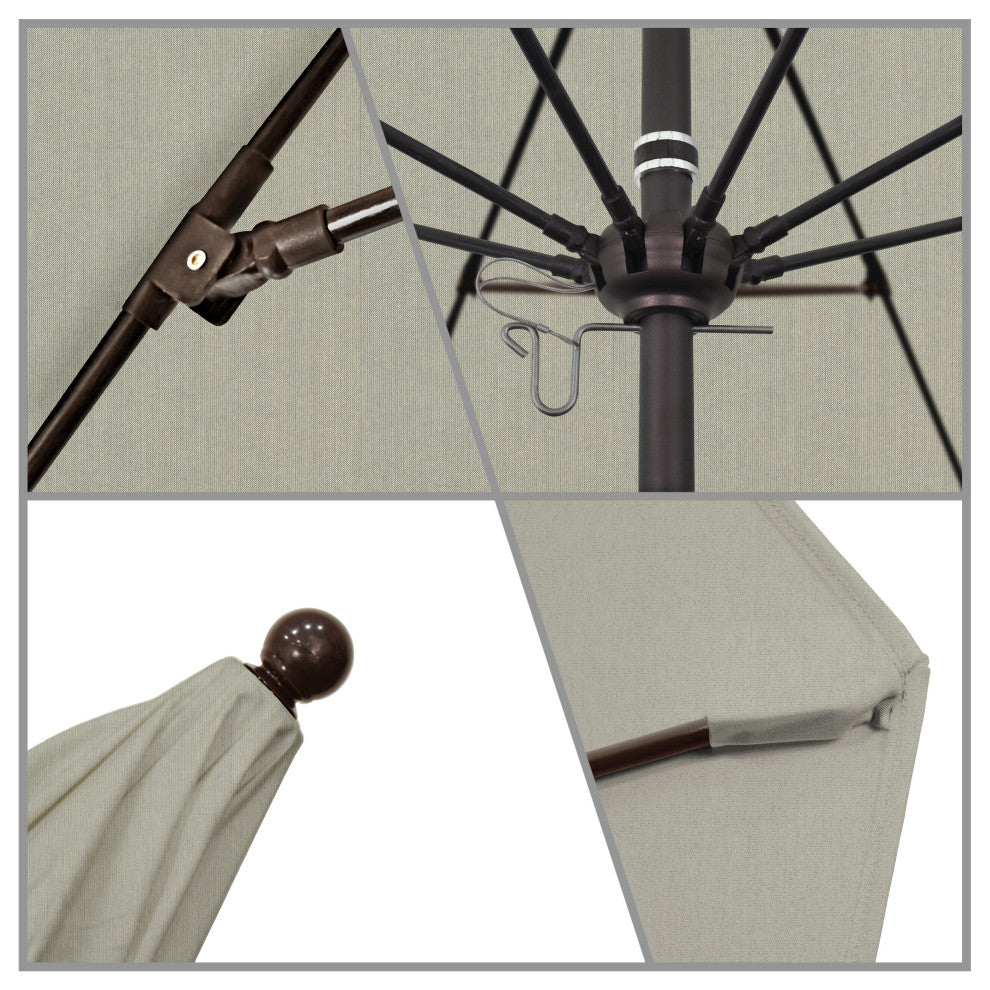 7.5' Fiberglass Umbrella Bronze, Sunbrella, Spectrum Dove