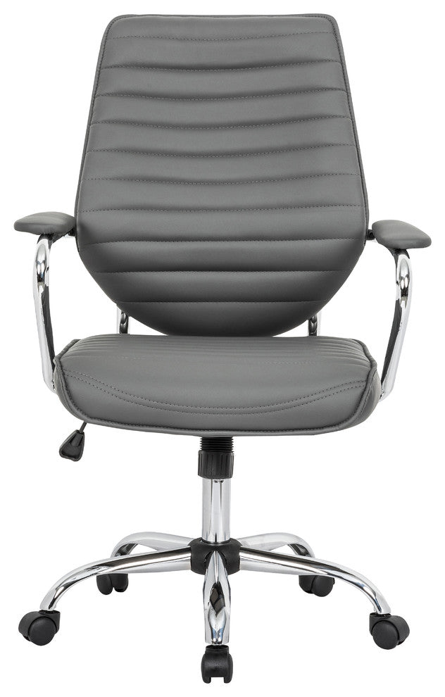 LeisureMod Winchester Modern Executive Leatherette Office Chair, Grey