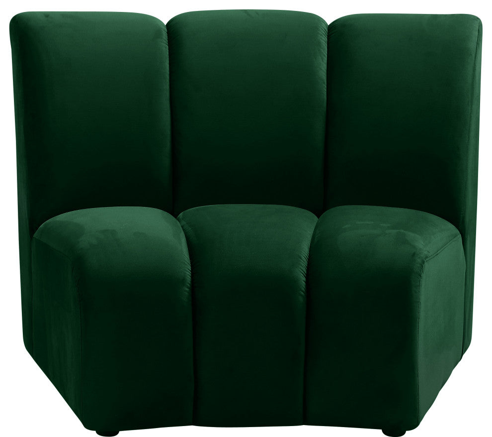 Infinity Channel Tufted Velvet Modular Chair, Green, 1 Piece