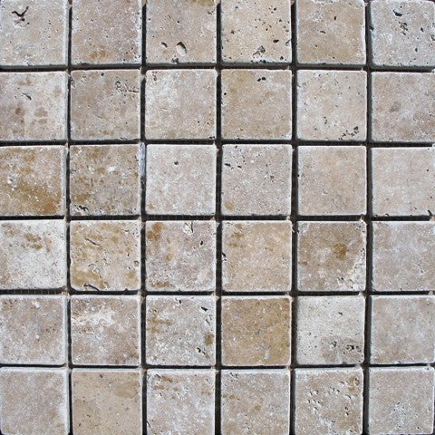 Tuscany Walnut 2X2 Tumbled Tile, 12"x12", Set of 50