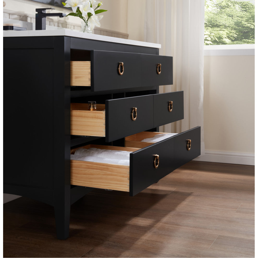 Legion Furniture WS2518 Series Bathroom Sink Vanity, Tricorn Black, 48", Artificial Stone Top, Single Sink