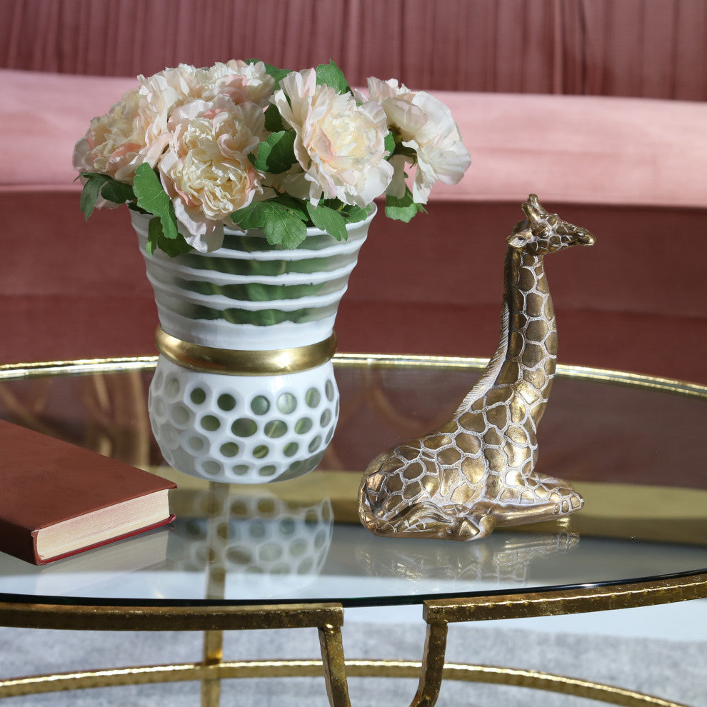 Resin 10" Sitting Giraffe, Gold