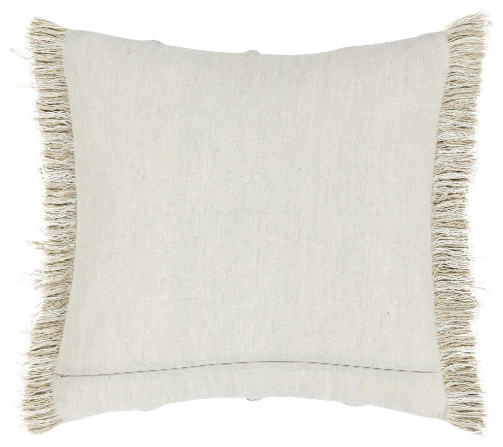 Lucera Woven Fabric Throw Pillow, Beige, 22x22