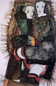 Egon Schiele Two Girls on a Fringed Blanket - 18" x 27" Premium Canvas Print