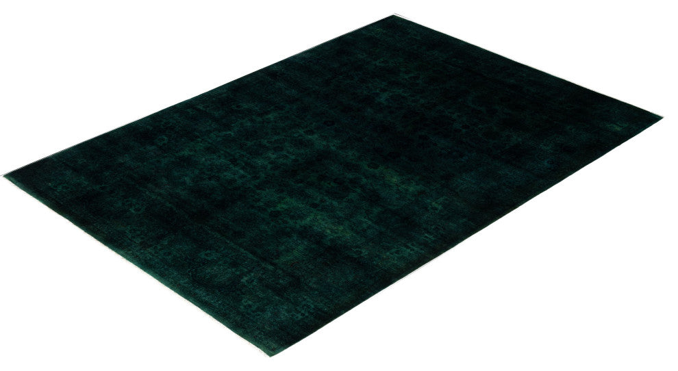 Overdyed One-of-a-Kind Hand-Knotted Area Rug Green, 6' 1" x 8' 10"