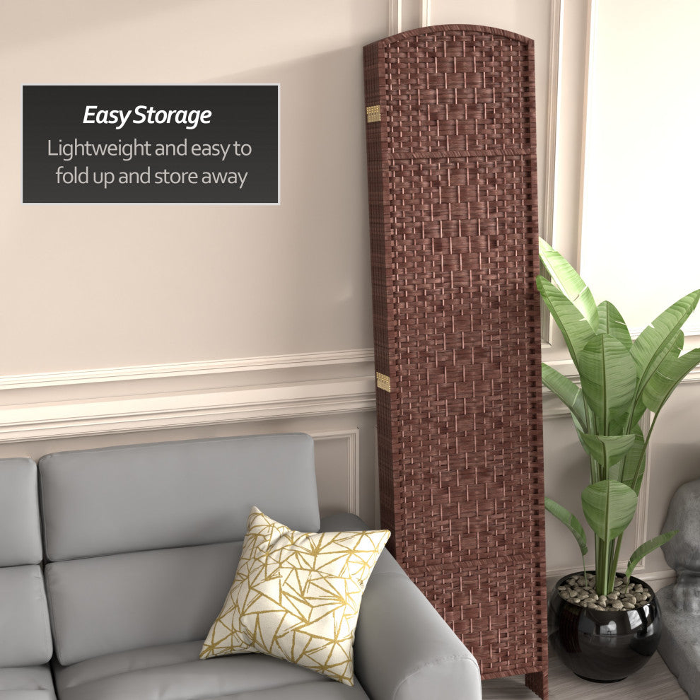 7' Tall Diamond Weave Room Divider, Dark Red, 6 Panels