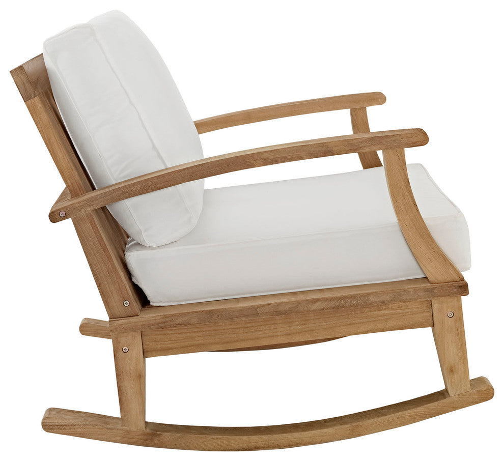 Modern Contemporary 3-Piece Set, Outdoor Patio Teak Sofa Set, White Wood