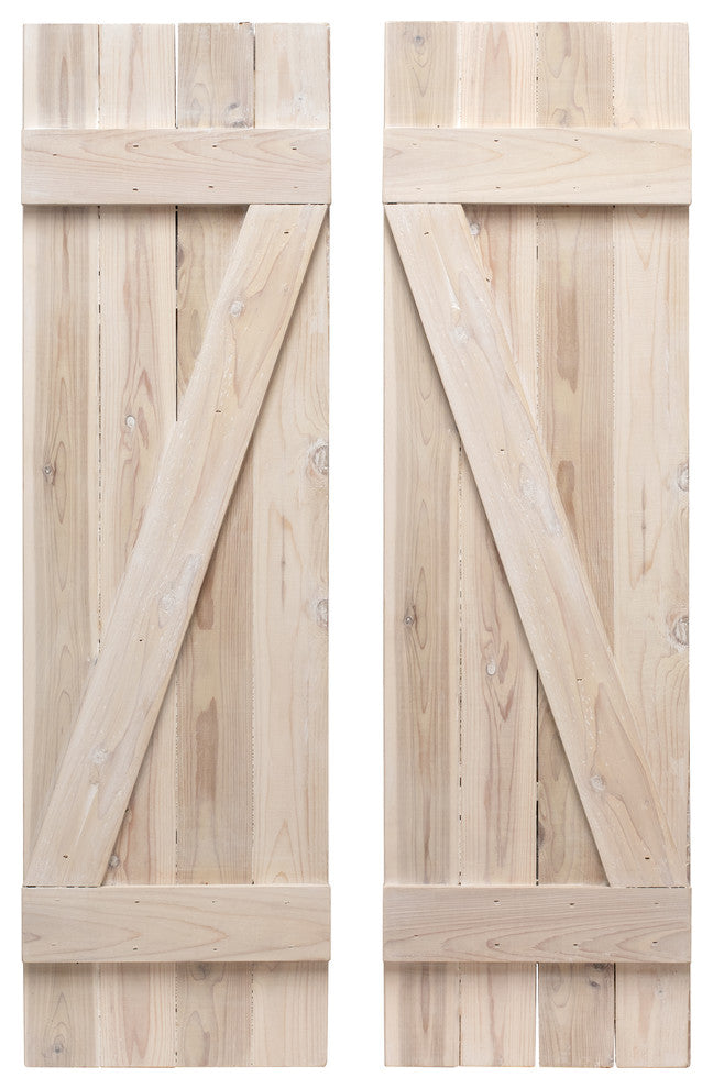 Z Board and Batten Exterior Shutters Pair, Whitewash, 72"