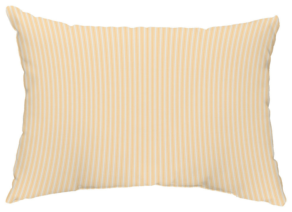 Ticking Stripe 14"x20" Decorative Stripe Outdoor Pillow, Yellow