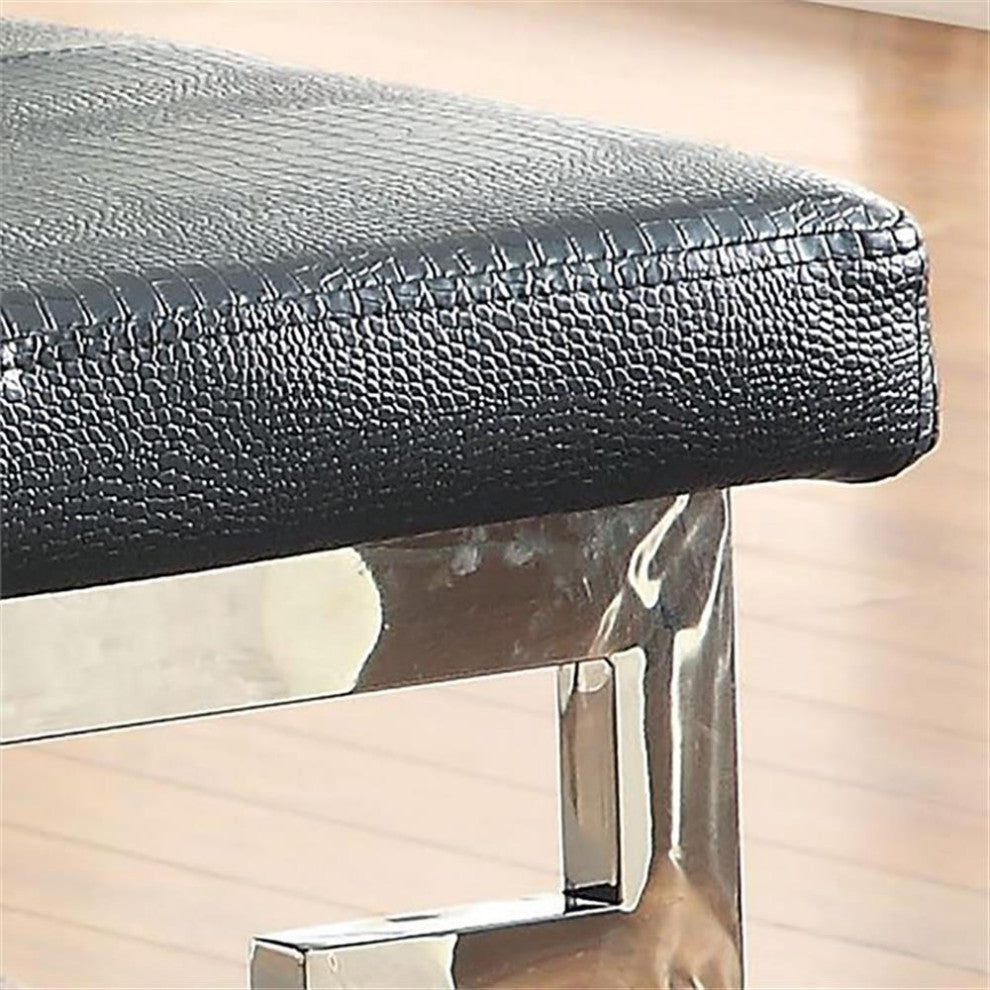 Furniture of America Jaxi Contemporary Faux Leather Tufted Bench in Black