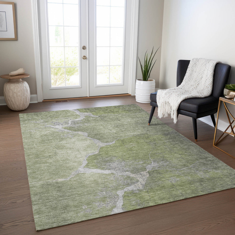 Machine Washable Indoor/Outdoor Chantille ACN1889 Green 2'6" x 3'10" Rug