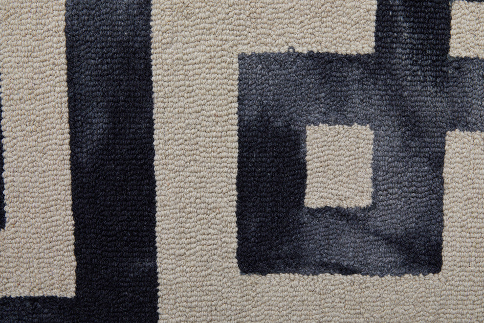 Weave & Wander Marengo Tufted Key Wool Rug, Black, 5'x8'