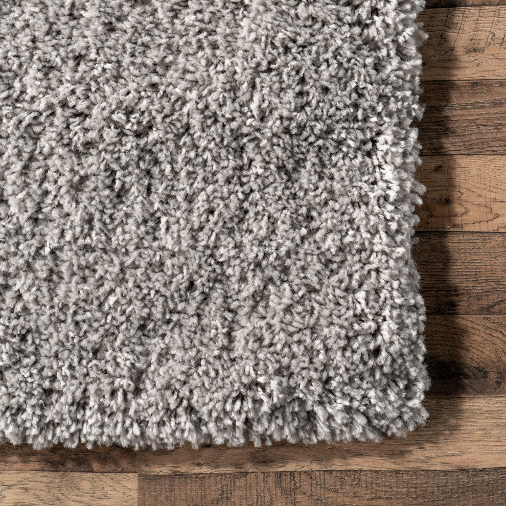 Nuloom Cozy Soft and Plush Solid Easy Shag Area Rug, Silver 4'x6'
