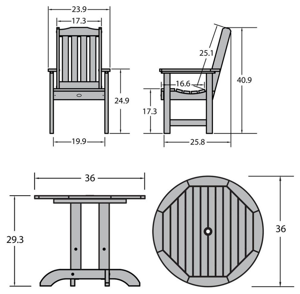 Lehigh 3-Piece Round Dining Set, Coastal Teak