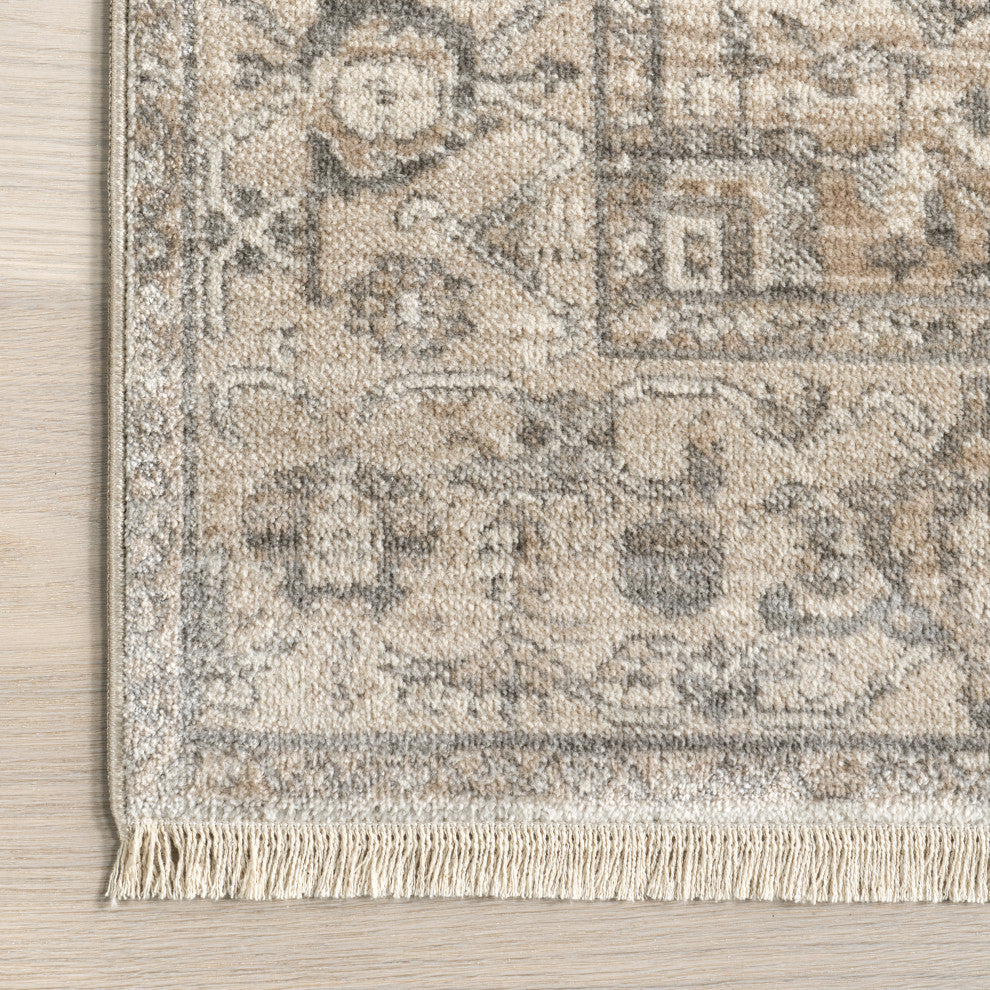 Nuloom Ehtel Medallion Fringe Traditional Area Rug, Neutral 2'x3'