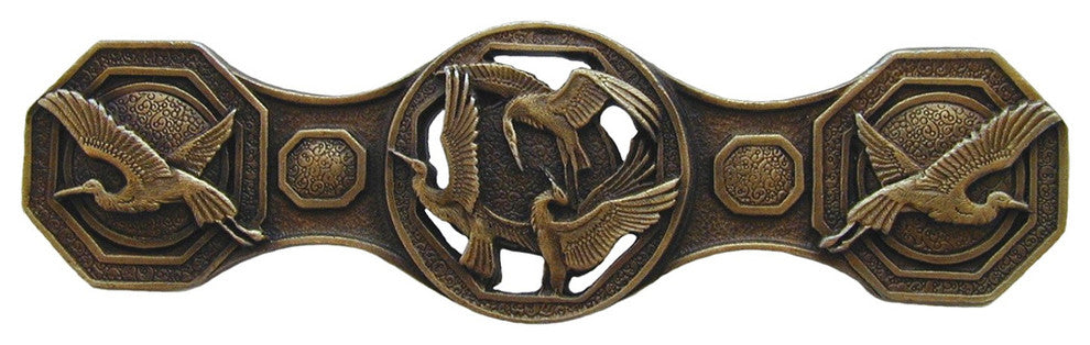 Crane Dance Pull Antique Brass, Antique Brass