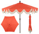 9ft Tassel Patio Umbrella Auto-Tilt, Crank, Red, 107L x 107W x 99H
