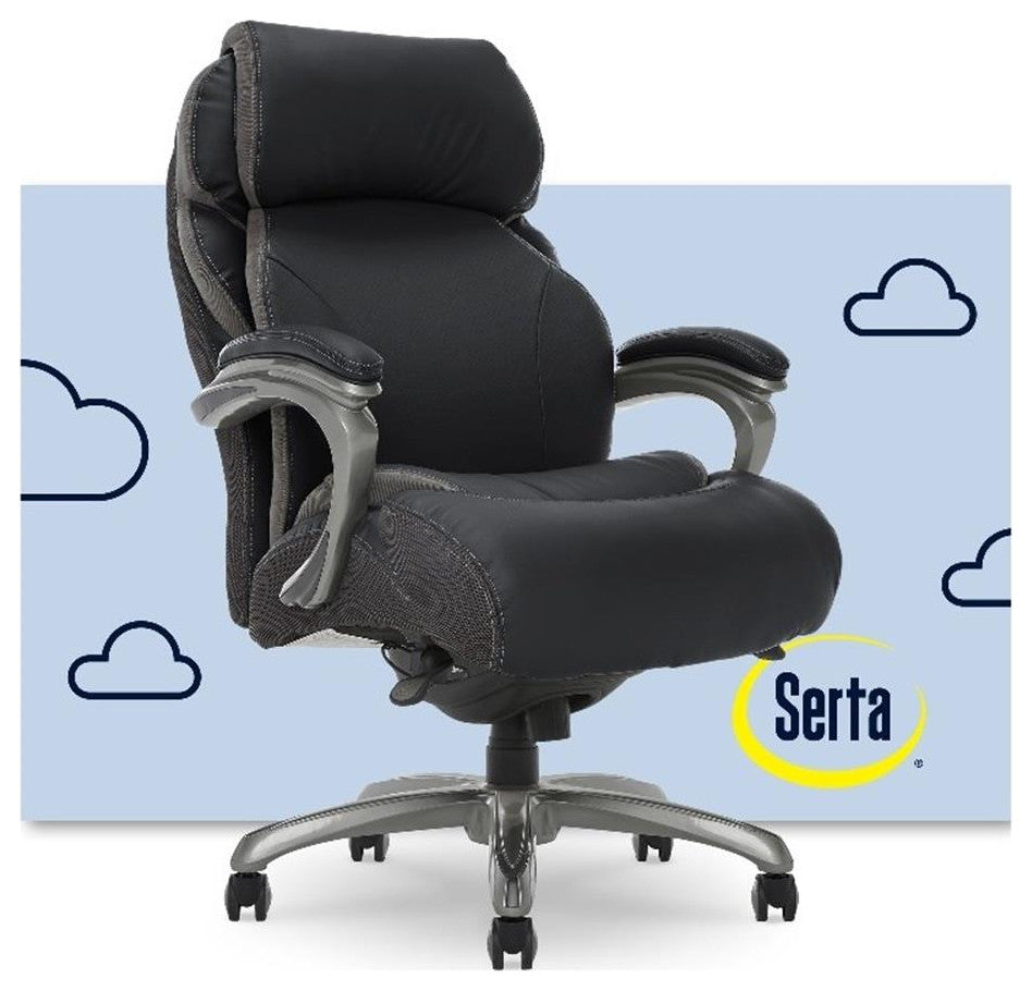 Serta Jackson Big and Tall Faux Leather Executive Office Chair in Black
