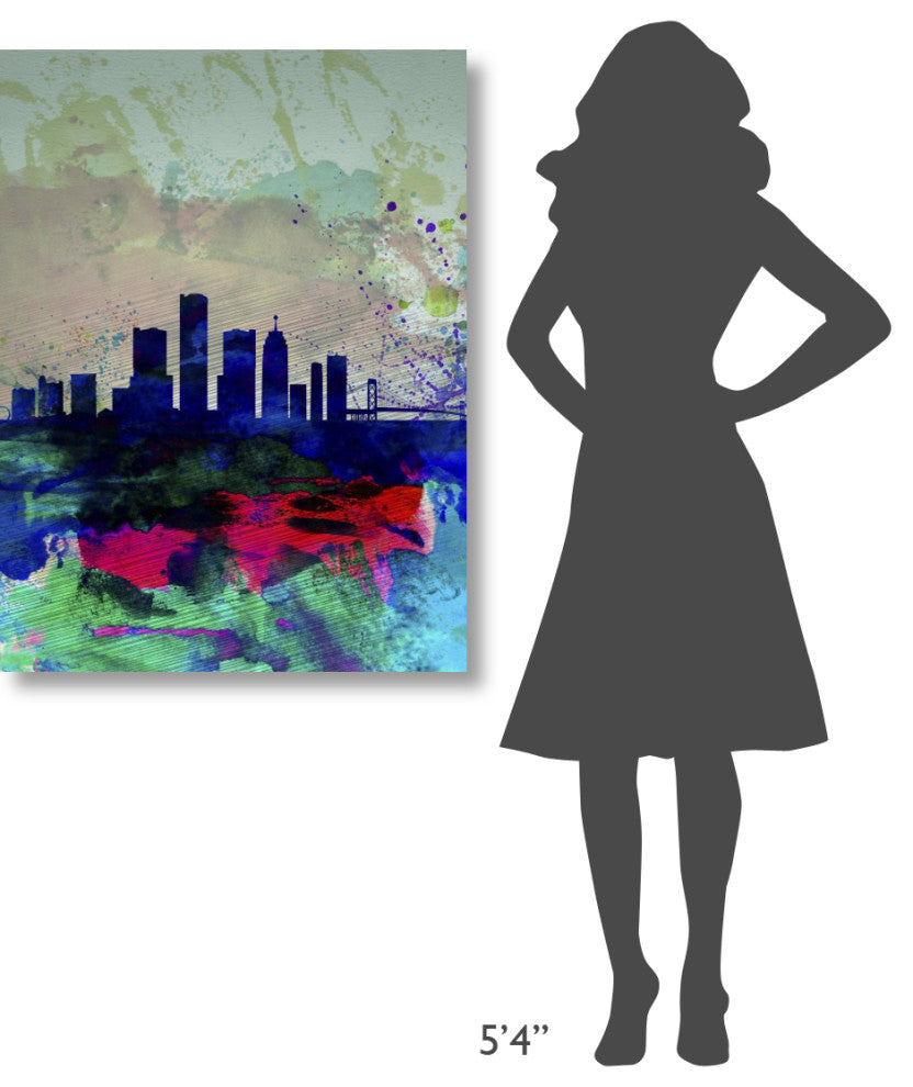 "Detroit Watercolor Skyline" Fine Art Print