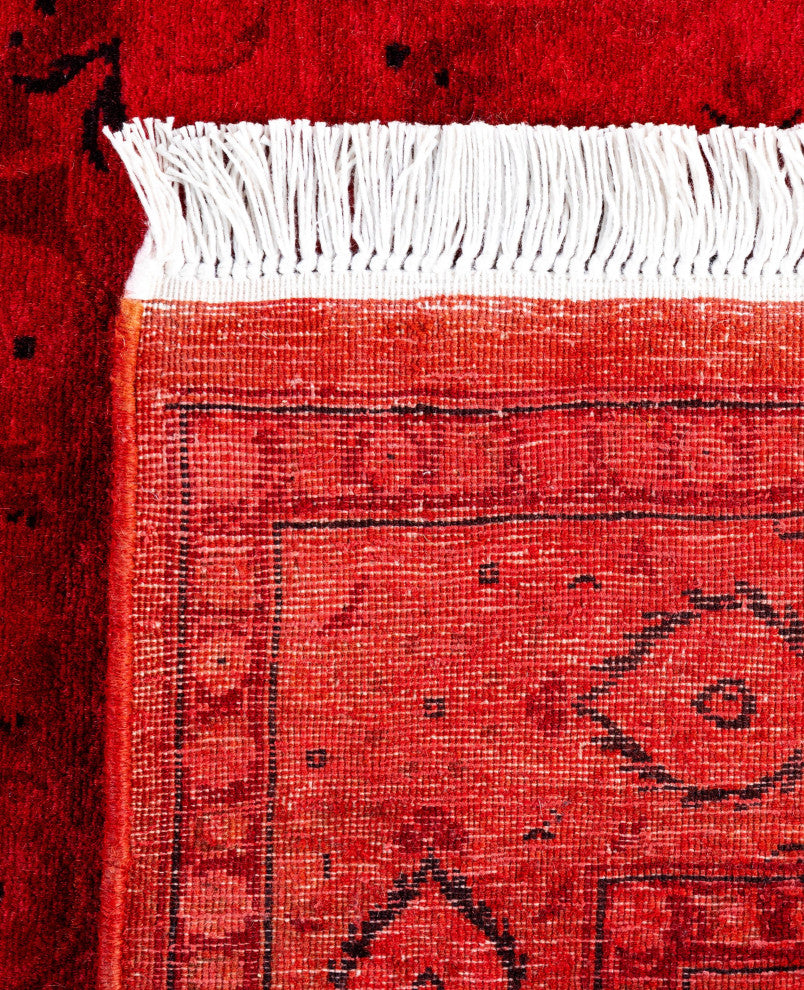 Overdyed One-of-a-Kind Hand-Knotted Area Rug Red, 3' 2" x 5' 3"