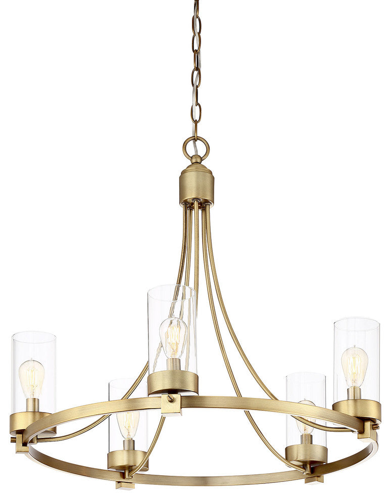 5-Light Chandelier, Natural Brass