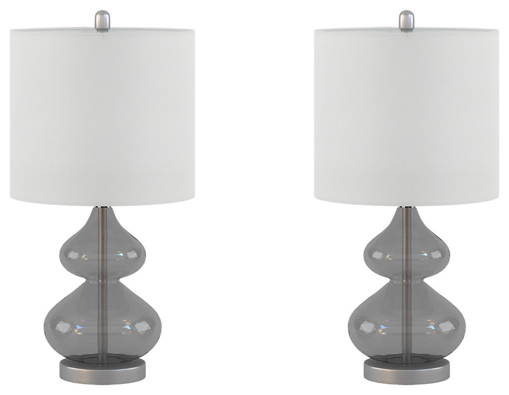 Ellipse Curved Glass Table Lamp Set of 2, Gray