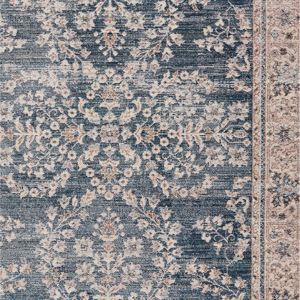 Heirloom Antique Floral Area Rug, Navy, 2'x2'11"