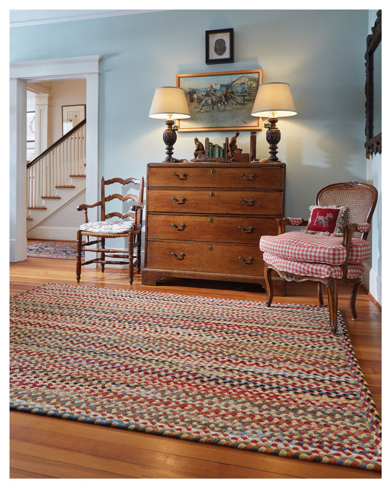 St. Johnsbury Vertical Stripe Braided Rectangle Rug, Wheat, 5'6"x5'6"
