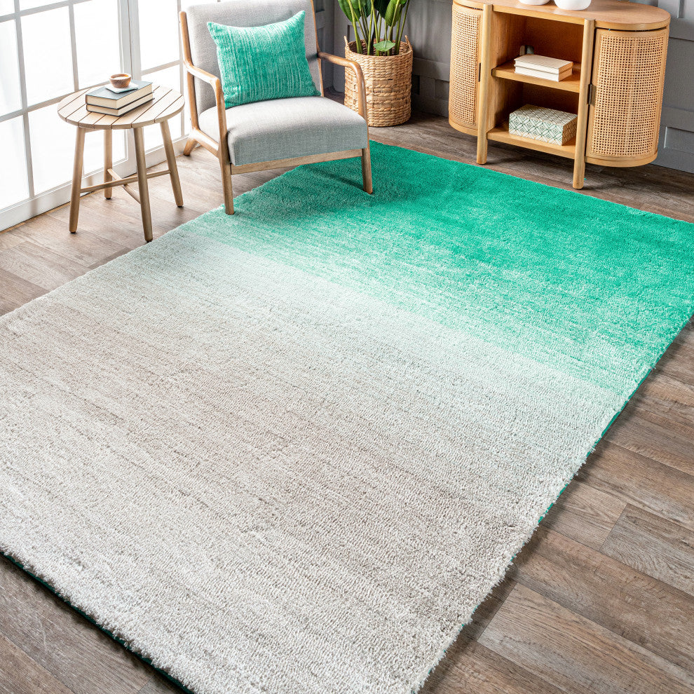 Nuloom Hand-Tufted Ombre Shag Os02 Rug, Turquoise 2'6"x8'runner