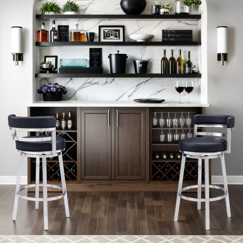 Madrid Swivel Stool, Black, 30"