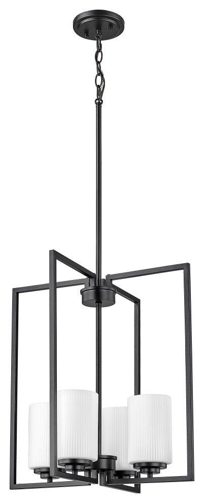 4 Light 18 in. Matte Black Pendant