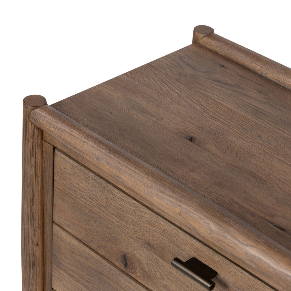 Glenview Nightstand Weathered Oak, Weathered Oak Veneer, Aged Bronze