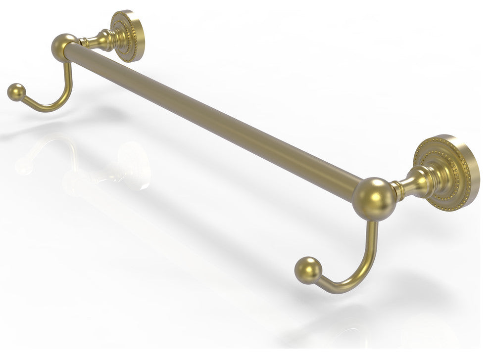 Dottingham 18" Towel Bar with Integrated Hooks, Satin Brass