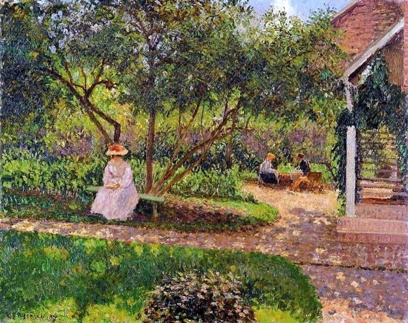 Camille Pissarro Corner of the Garden in Eragny Premium Canvas Print