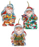 Gift Giving Santa Ornaments, Set of 3