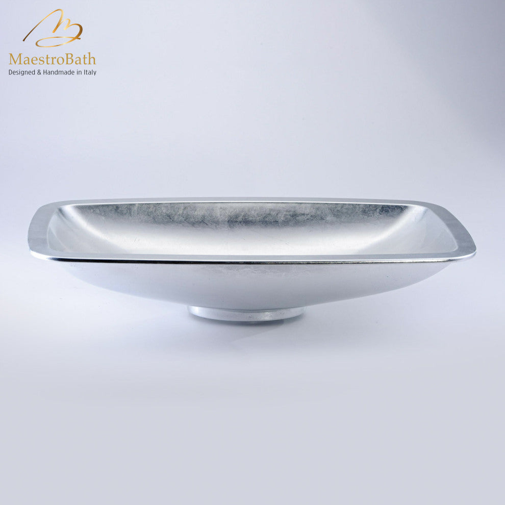 Pert Bathroom Sink, Silver Leaf