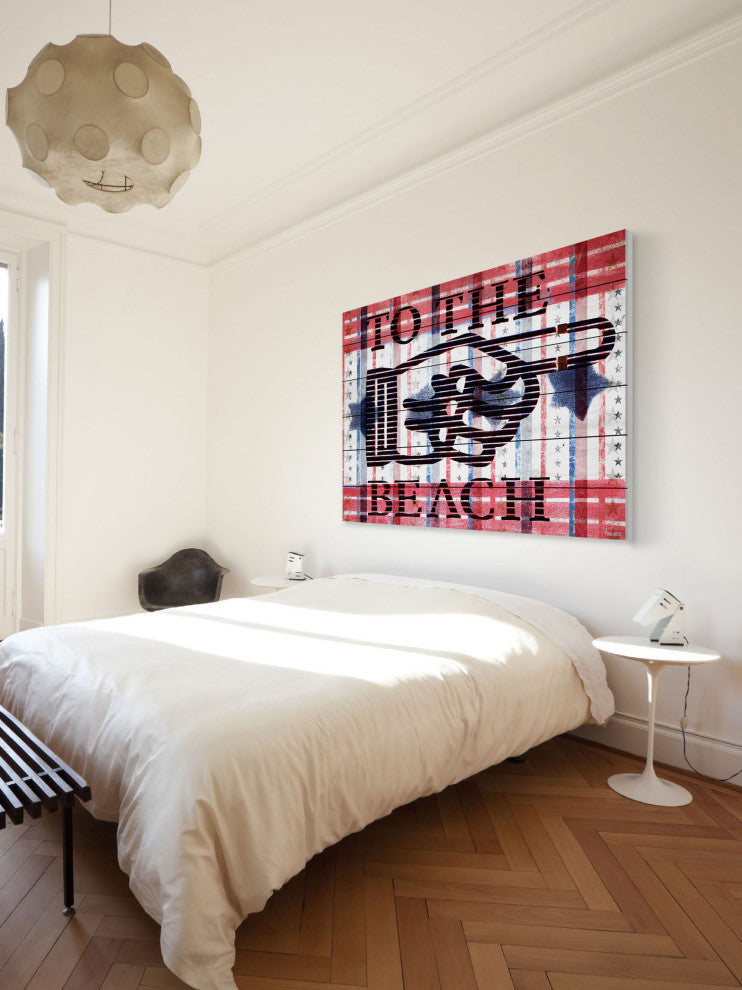 "Beach Pointer" Print on White Wood, 36"x24"