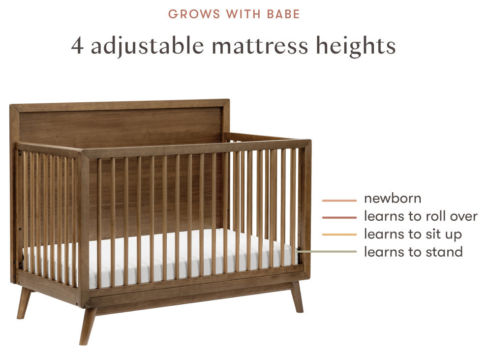 Palma 4-in-1 Convertible Crib With Toddler Bed Conversion Kit, Natural Walnut
