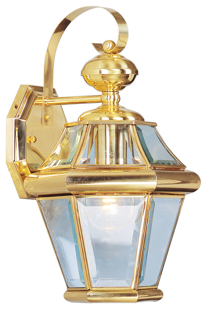 Georgetown Outdoor Wall Lantern, Polished Brass