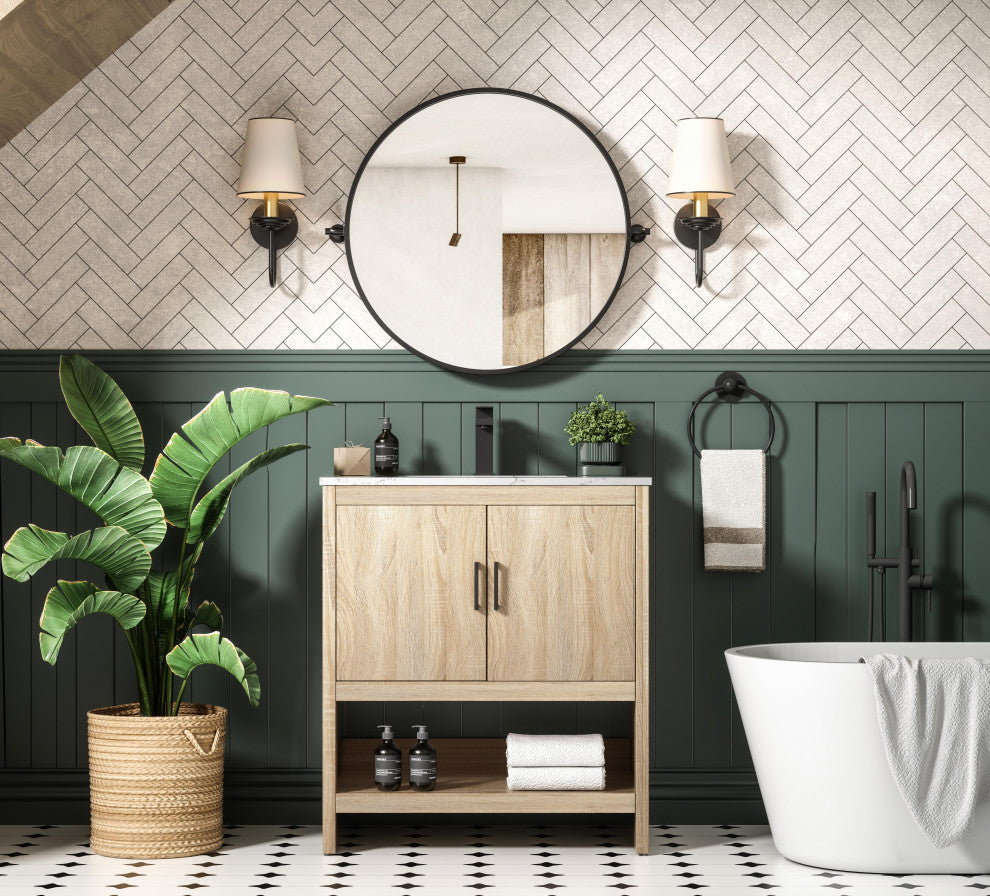 Home Living 30" Single Bathroom Vanity, Mango Wood