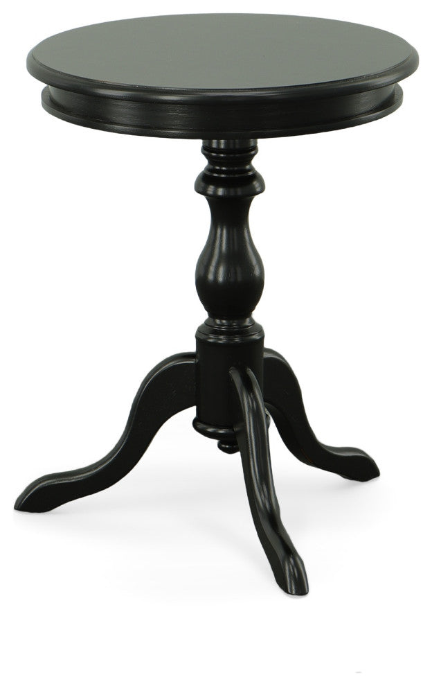 Anna Pedestal Base Accent Table, Antique Black