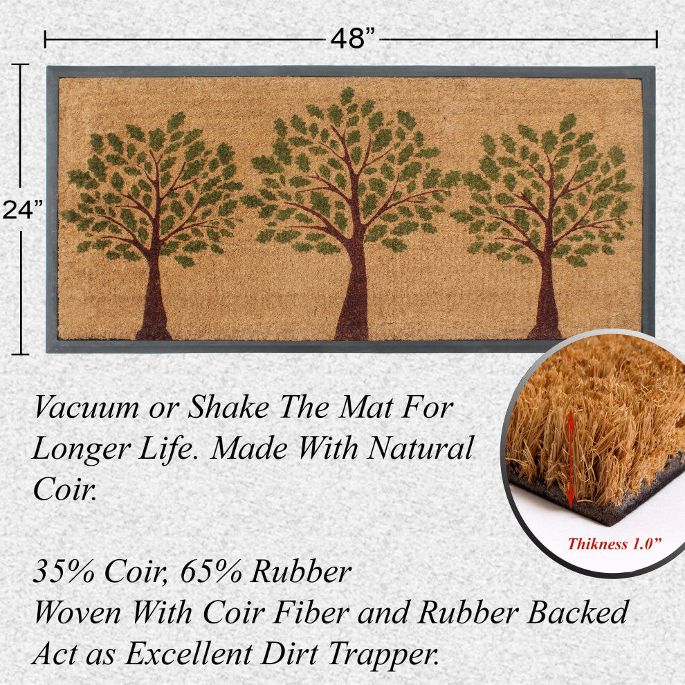 A1HC Rubber Coir Indoor Outdoor Welcome Patio All Weather Door Mat, 24"x48"
