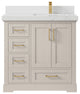 Boston 36" Right Offset Bath Vanity in Fine Grain 2" Empira Quartz