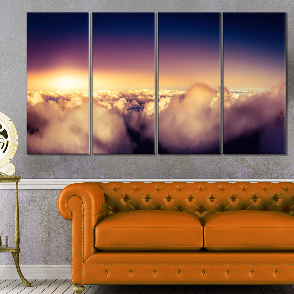 "Blue Sky Over Clouds Panorama" Landscape Wall Art Wall Art, 4 Panels, 48"x28"