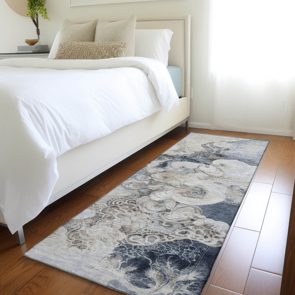 Machine Washable Indoor/Outdoor Chantille ACN1860 Gray 2'3" x 7'6" Runner Rug