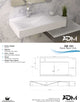 ADM Rectangular Ramped Wall Mounted Sink, White, 39", Glossy White