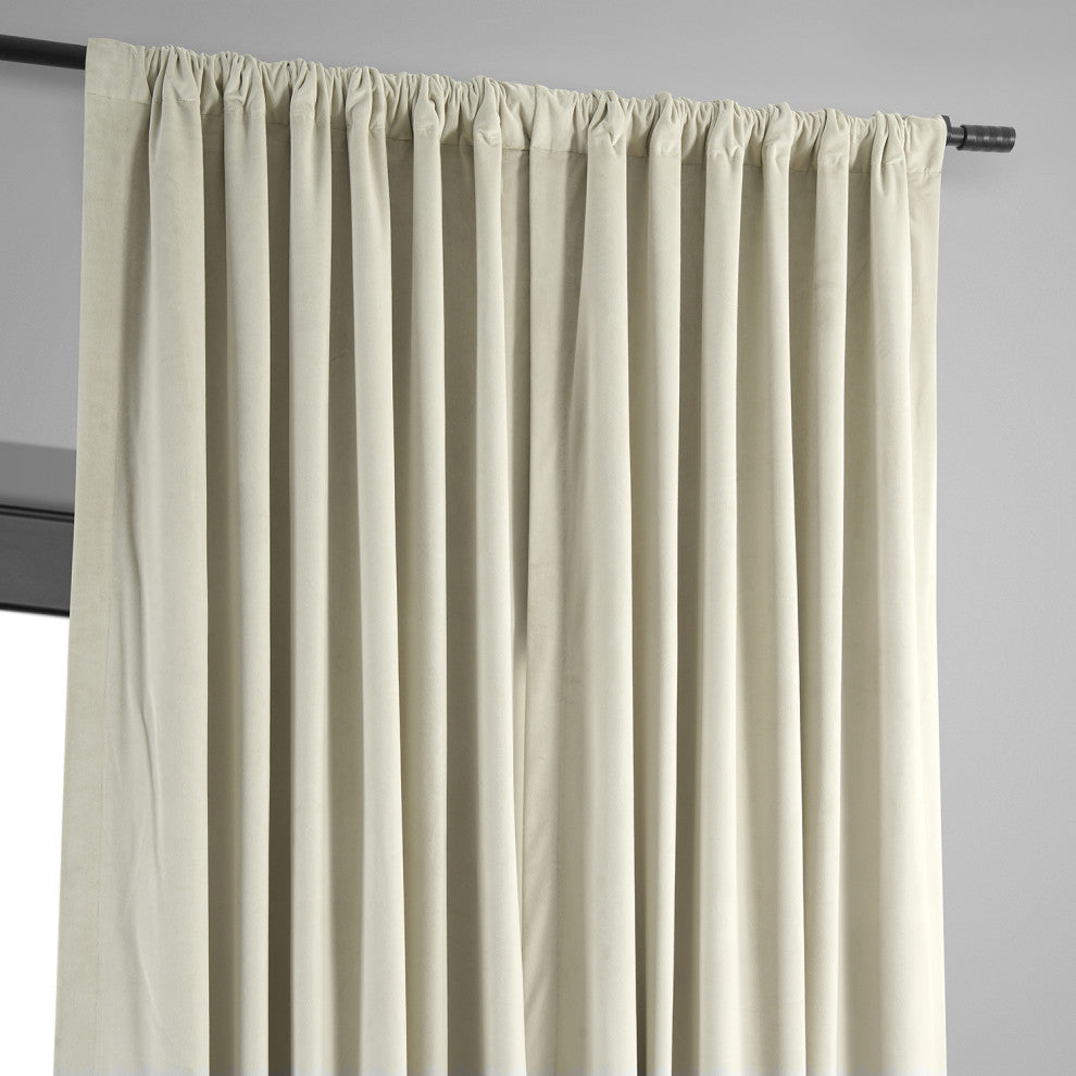 Extra Wide Blackout Velvet Curtain Single Panel, Cool Beige, 100"x108"